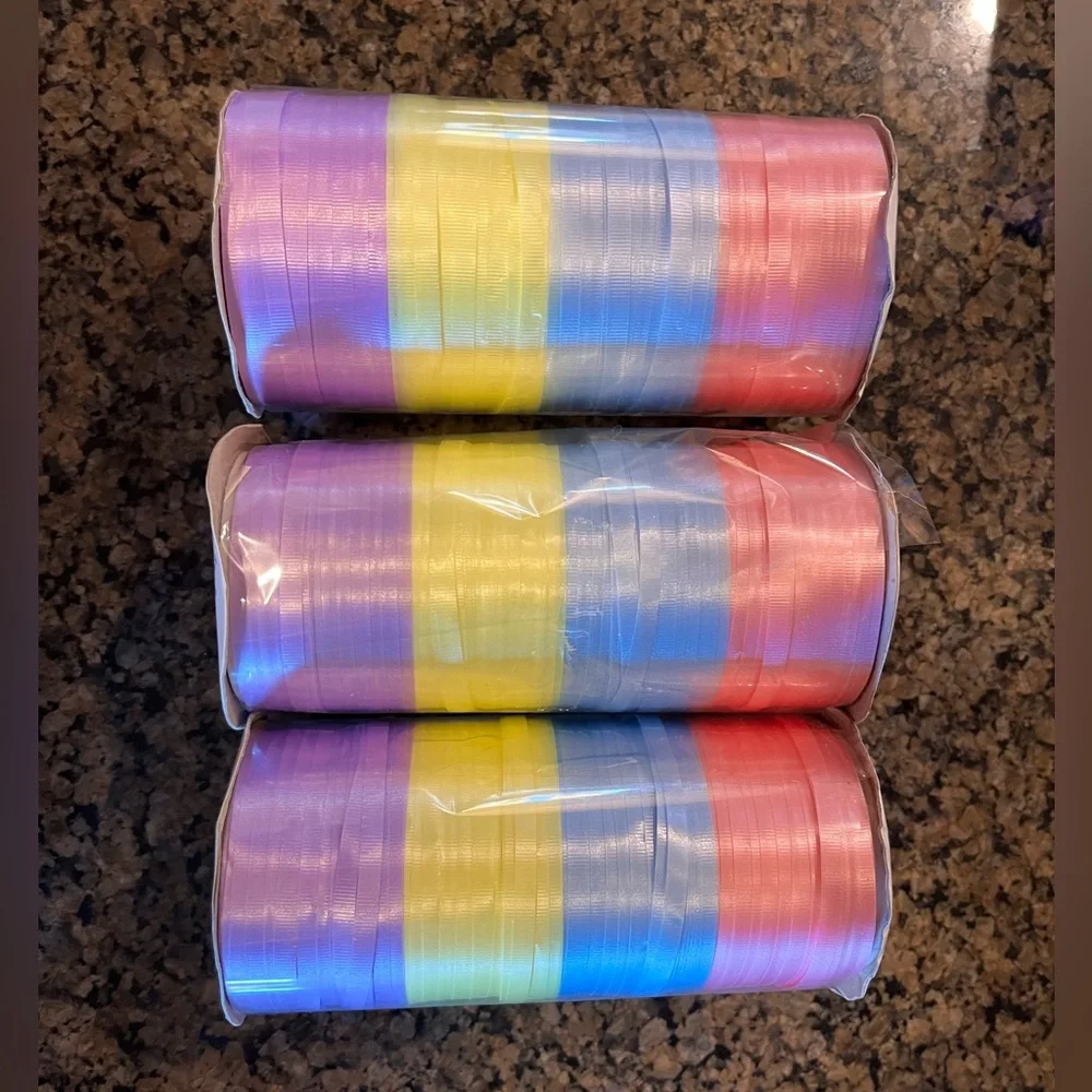 Voila pastel curling ribbon purple yellow blue pink ribbon gifts NWT 3 packs